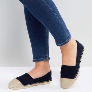 ASOS Jaslynn espadrilles in Navy/Cream